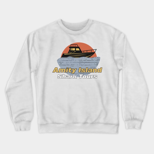 JAWS Movie Amity Island Shark Tours Vintage Style Design Crewneck Sweatshirt by Naumovski